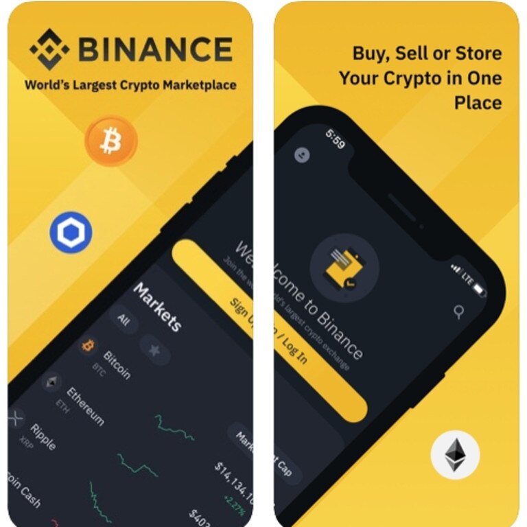 Screenshot from the Binance crypto marketplace app.