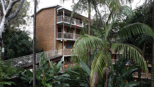 Pictured is the housing commission apartment block on Hardy Street North Bondi where police yesterday found the body of a 19 year old woman. Picture: Richard Dobson