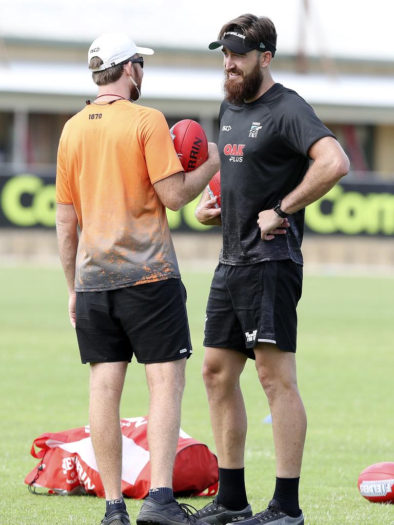 Port Adelaide’s Charlie Dixon at Alberton. Picture: Sarah Reed