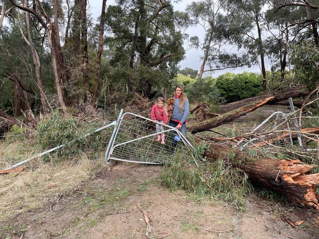 Damage after wild storms destroyed homes and left towns without power in parts of Victoria. Picture: Zoe Phillips