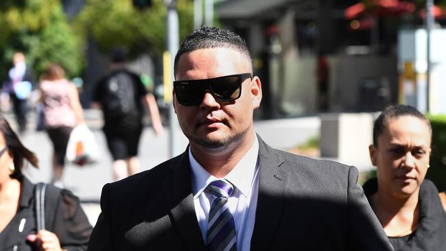 Liam Rawhiti Bliss leaves the Supreme Court in Brisbane, Friday, February 9, 2018. Bliss and Clinton Lee Earl Stockman have pleaded guilty to the manslaughter of Gold Coast father Greg Dufty in 2015. (AAP Image/Dan Peled)