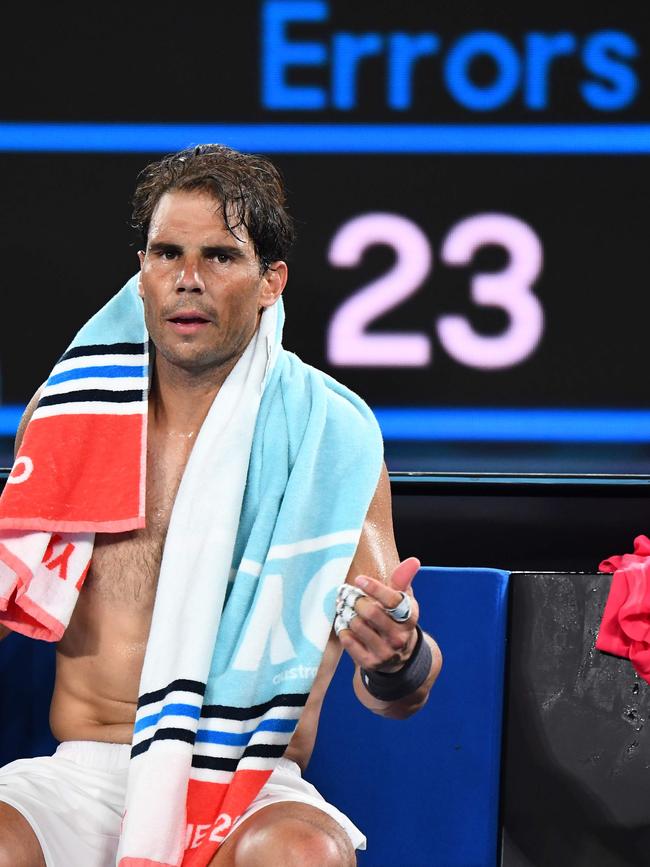 Rafa, frustrated. Picture: AFP