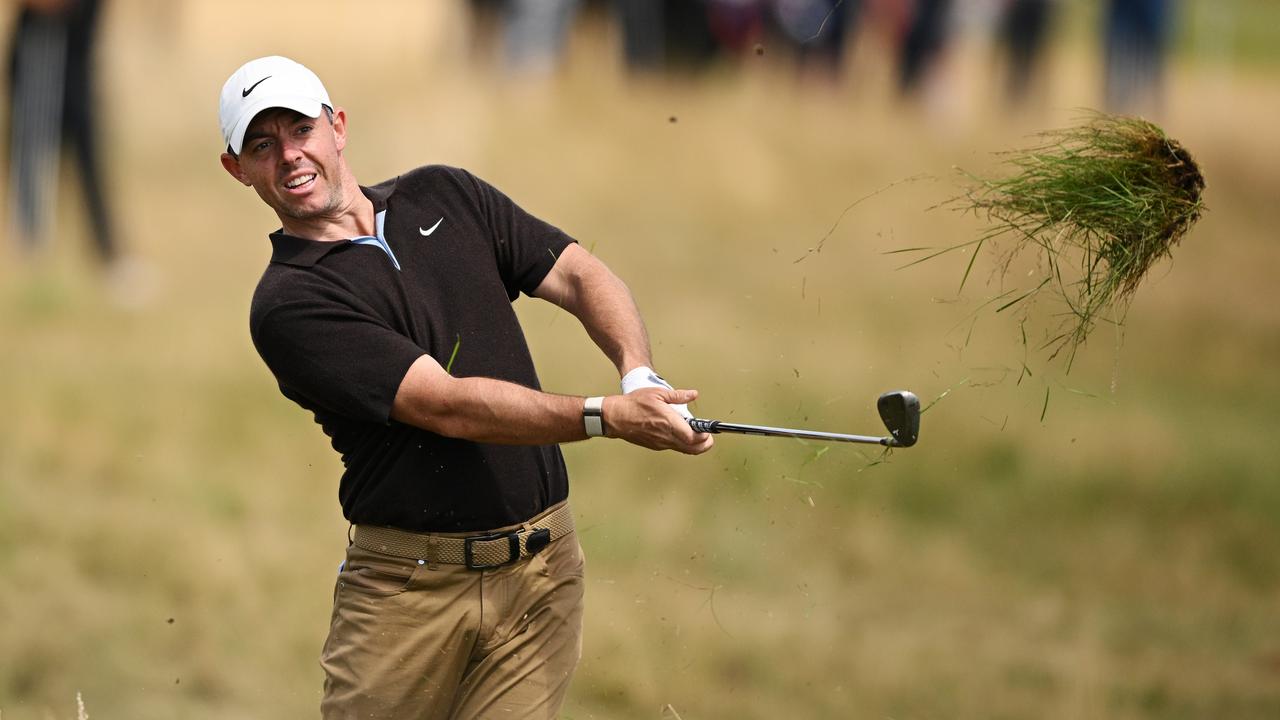 NORTH BERWICK, SCOTLAND – JULY 15: Rory McIlroy of Northern Ireland plays his second shot on the 16th hole during Day Three of the Genesis Scottish Open at The Renaissance Club on July 15, 2023 in United Kingdom. (Photo by Octavio Passos/Getty Images) *** BESTPIX ***