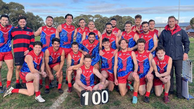 Lockleys star Ben Haren (front) finished the minor round with 104 goals. Picture: Lockleys Football Club