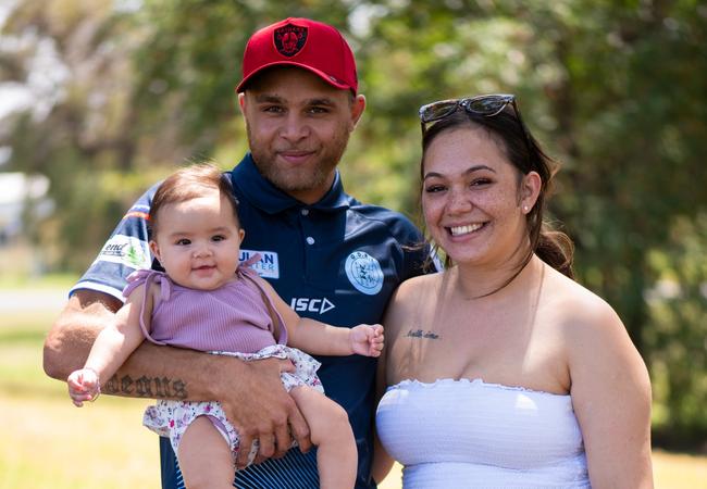 Ethan Pegus and Maddison French with their daughter Mataiya Pegus. Picture: Col Boyd