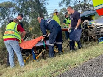 Passengers were freed from two cars after a head-on collision. Picture: RACQ CQ Rescue