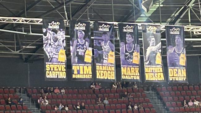 How the banners appeared during game 5 of the NBL finals series.