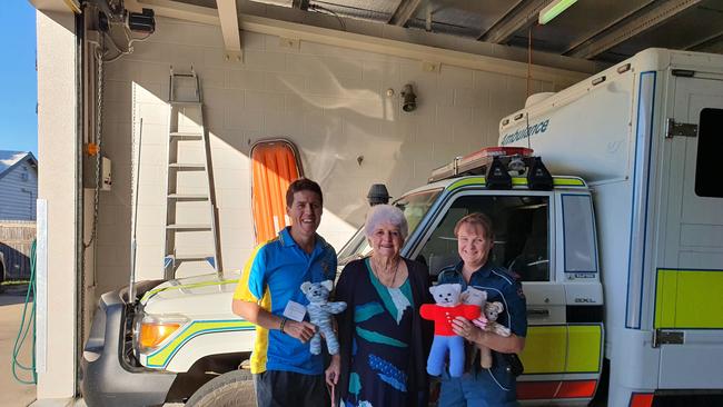 Chris Harvey and Bessie Simpson with the trauma teddies.