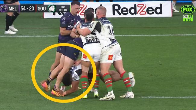 Taane Milne went into Cameron Munster's knees. Photo: Fox League.