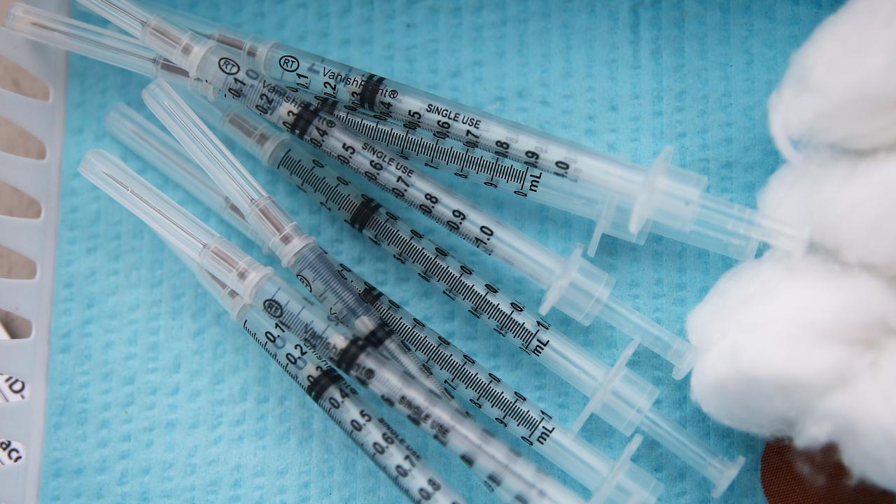 Syringes containing a dose of the Pfizer COVID-19 vaccine, which a study found could be less effective against the South African strain. Picture: Mario Tama/Getty Images/AFP