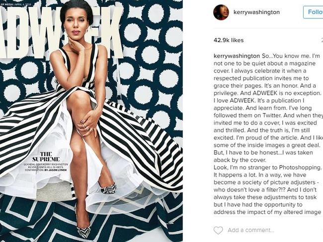 Kerry Washington wasn’t impressed with ADWEEK’s apparent photoshopping. Picture: Instagram/Kerry Washington
