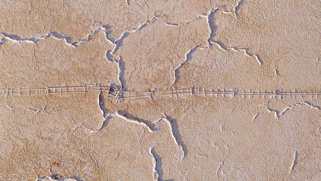 Intriguing: the drone’s eve view over Baandee Lakes. Picture: Josh Humble