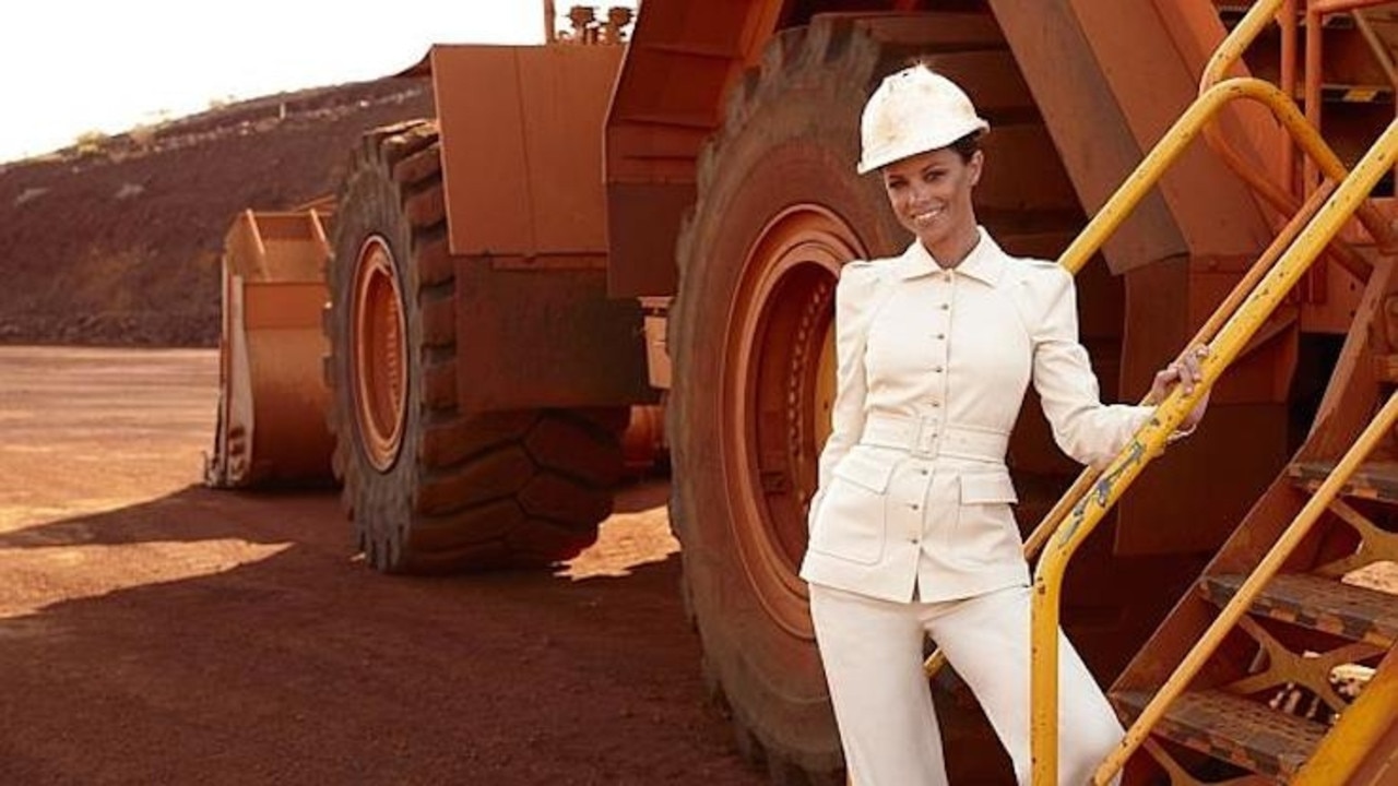 Bianca Rinehart in the Pilbara in white Gucci.