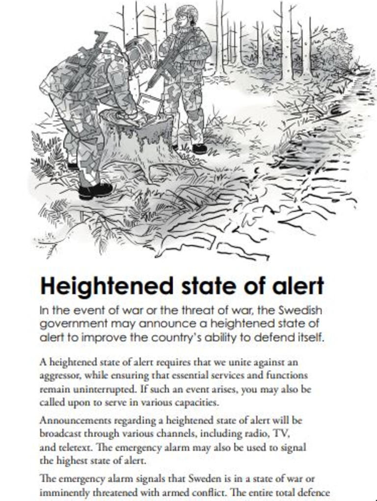 The updated pamphlet has a stronger focus on preparing for war than in 2018. Picture: The Swedish Civil Contingencies Agency (MSB)