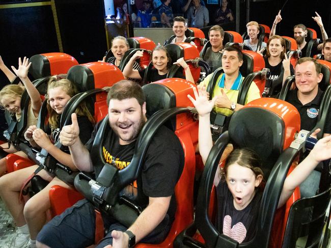 Theme park guests take their last ride on the Tower of Terror II before it is decommissioned. Picture: Dreamworld