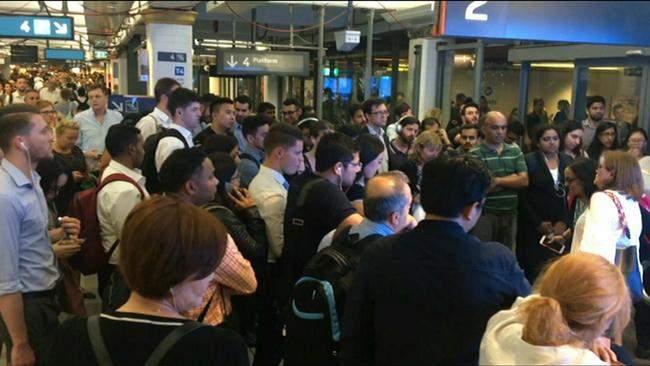 train congestion at Martin Place, Sydney.