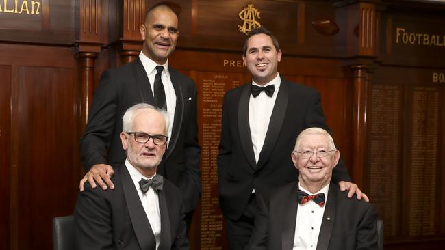 Last year’s Hall of Fame inductees, from back left, Michael O'Loughlin and Damian Squire. And front, Stuart Palmer and John Condon. Picture by Matt Turner.