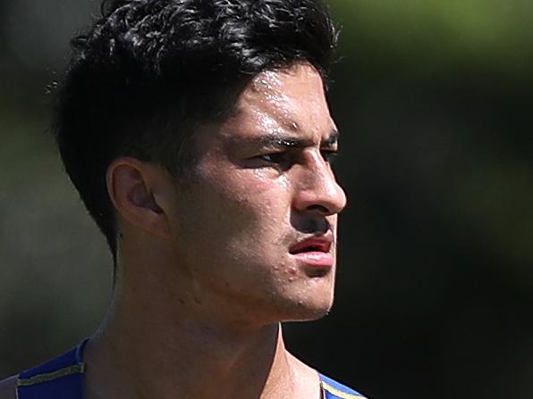 Dylan Brown during Parramatta Eels rugby league training at Old Saleyards Reserve, Parramatta. Picture: Brett Costello