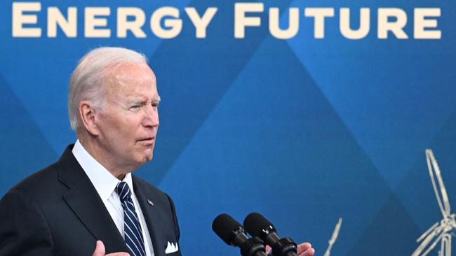 US President Joe Biden delivers remarks on efforts to lower high gas prices. Picture: AFP.