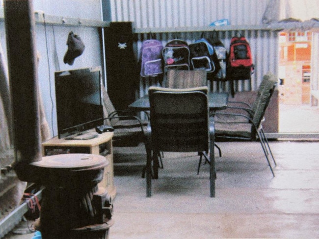 The farm: The Colts, many of who receive the dole, enjoyed a plasma television inside their bizarre shed. Chillingly, the children’s backpacks can be seen hanging off a beam in the background. Their al fresco dining set was placed under the shed roof.