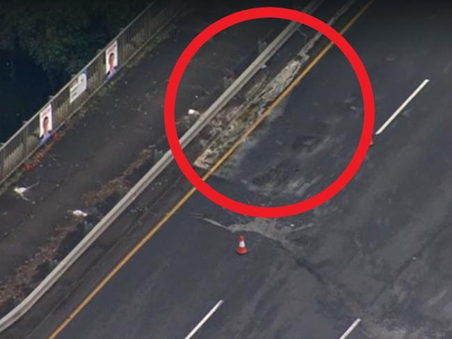A major Sydney road has begun dissolving after acid was spilled on it