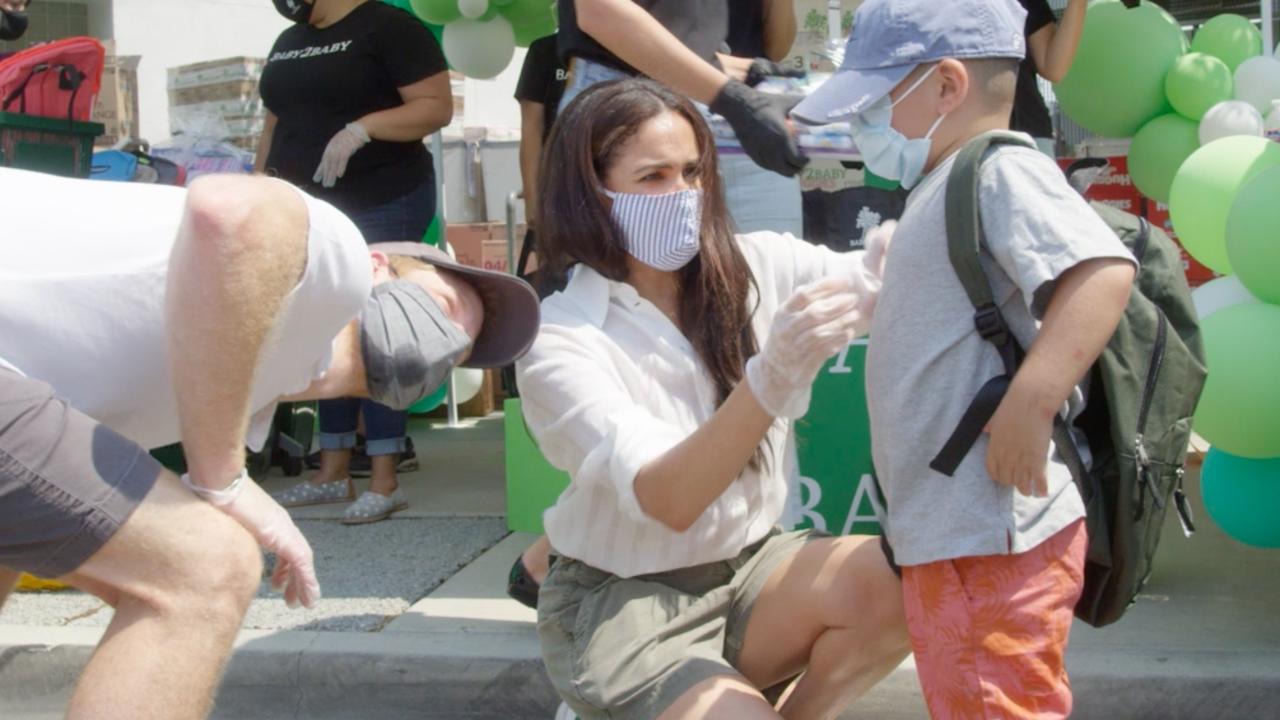 The Duke and Duchess of Sussex volunteering with Baby2Baby in August. Picture: Christian Monterrosa for The Duke and Duchess of Sussex/PA Wire