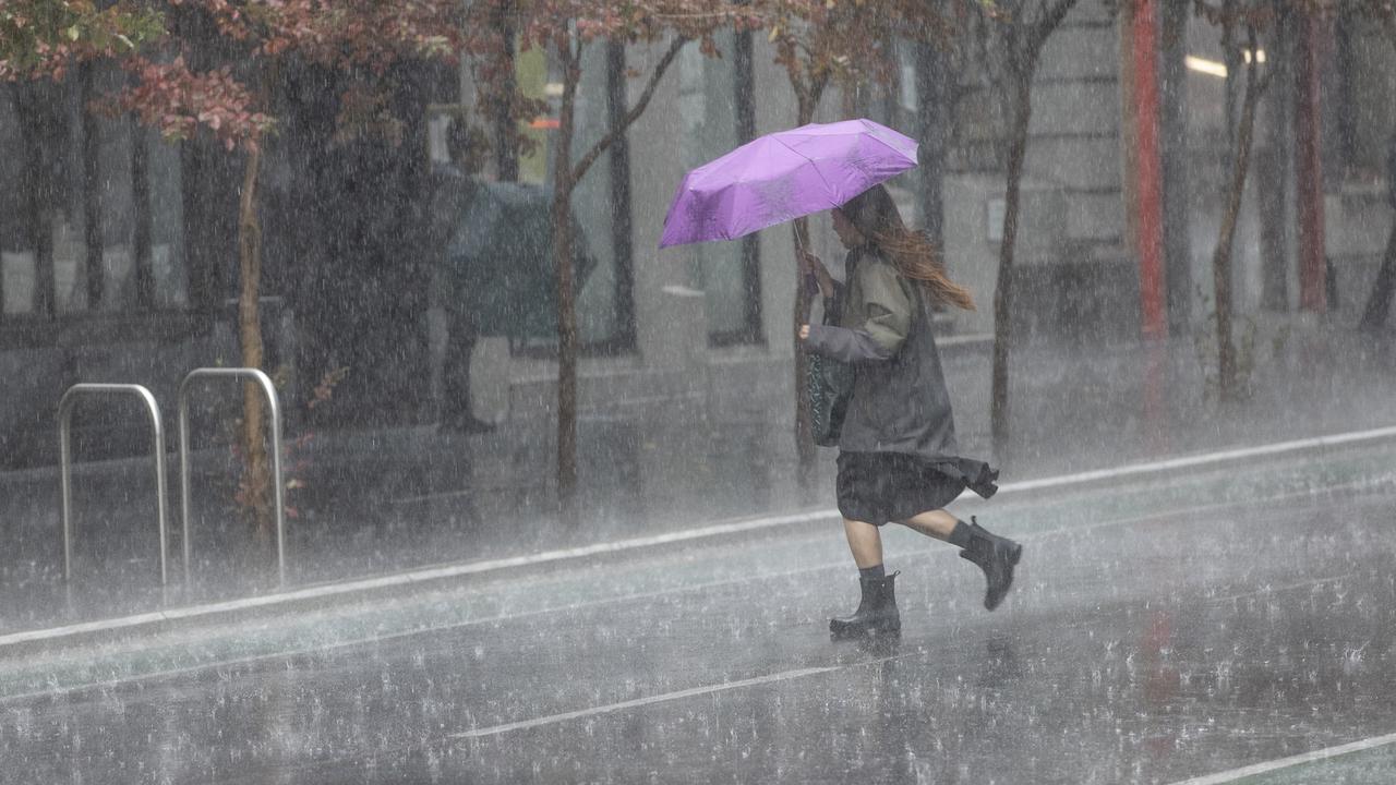 Rain lashed the city on Monday. Picture: Brett Hartwig.