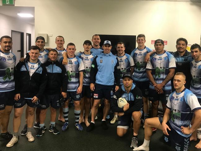 The Cabramatta Rugby League Club with NSW coach Brad Fittler and star David Klemmer. Picture: Chandrakant Pandit