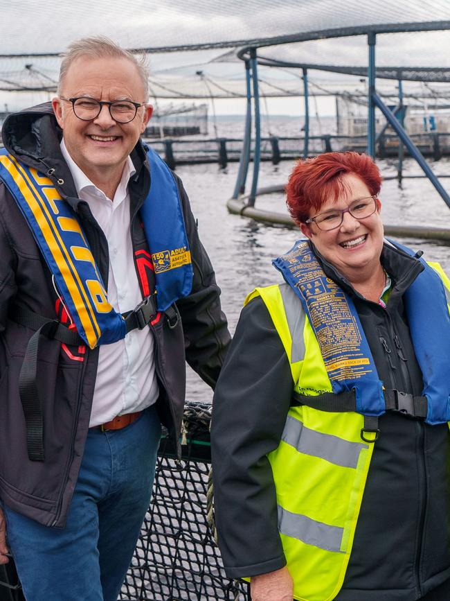 Anthony Albanese with Tasmanian Labor senator and Braddon candidate Anne Urquhart. Picture: Pool/ NewsWire