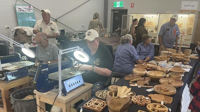 Skilled and intricate woodworking craftsmanship was on display in the main pavilion.