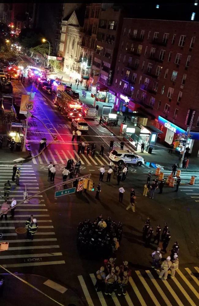 The explosion, said to be an ‘intentional act’, was outside the Townhouse Inn of Chelsea in Manhattan. Picture: Twitter