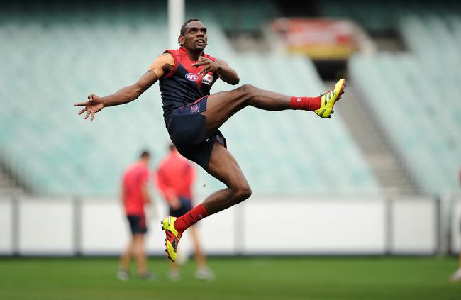 Liam Jurrah back when he was play for Melbourne, at training at the MCG. Picture: PETCH COLLEEN