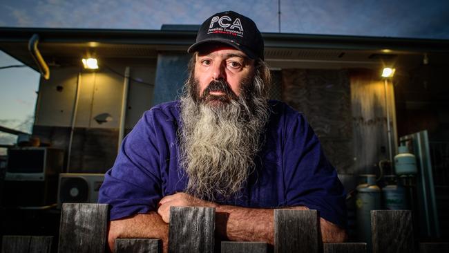 Mount Isa resident Rodger Winch has fitted his home with security cameras and flood lights due to the amount of crime he has had at his house. Picture: Scott Radford-Chisholm