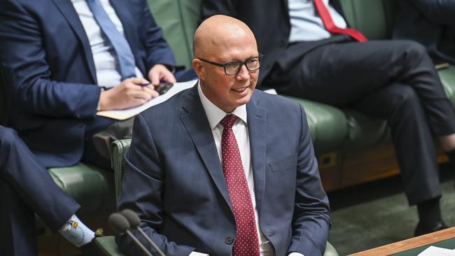 Leader of the Opposition Peter Dutton during Question Time at Parliament House in Canberra. Picture: NCA NewsWire / Martin Ollman