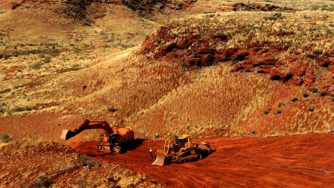 Constructing the Roy Hill mine in the Pilbara, Western Australia. Picture: Stephen Cooper