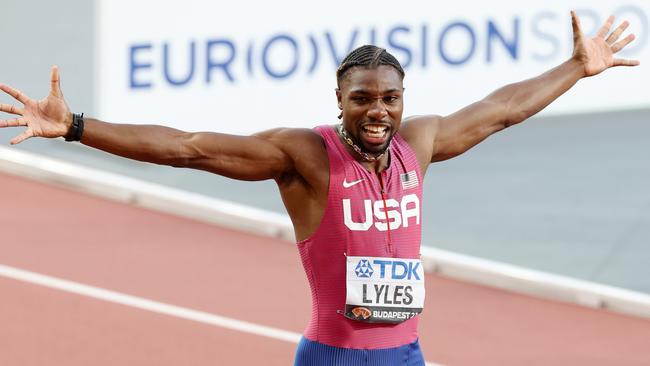 Noah Lyles announced himself as the next king of sprinting. (Photo by Stephen Pond/Getty Images for World Athletics)