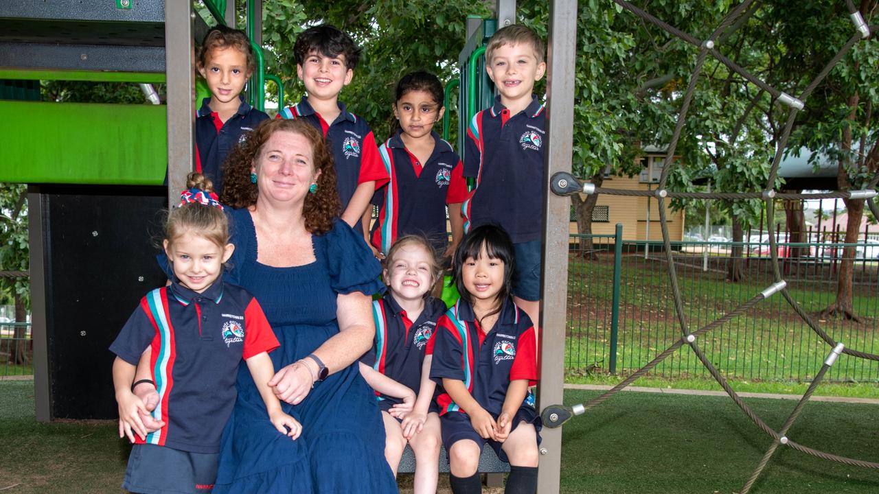 MY FIRST YEAR 2024: Harristown State School Prep Turtles with teacher Carlie McLaughlin, February 2024. Picture: Bev Lacey