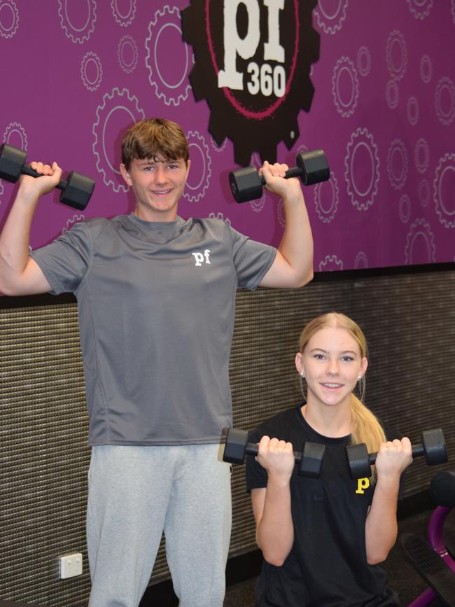 Xavier Lambert, 15, and Holli Mythen, 15 at Planet Fitness Thuringowa.