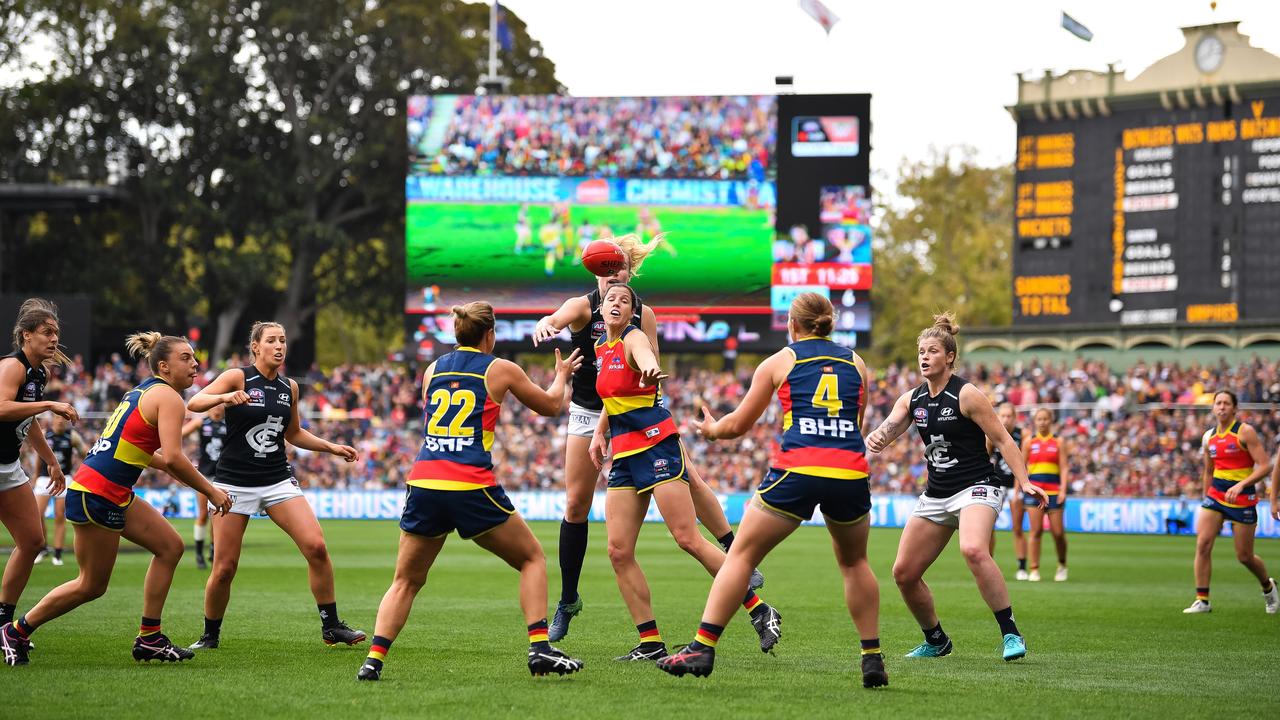 More than 53,000 fans attended the 2019 AFLW grand final between Adelaide and Carlton. Picture: Getty Images