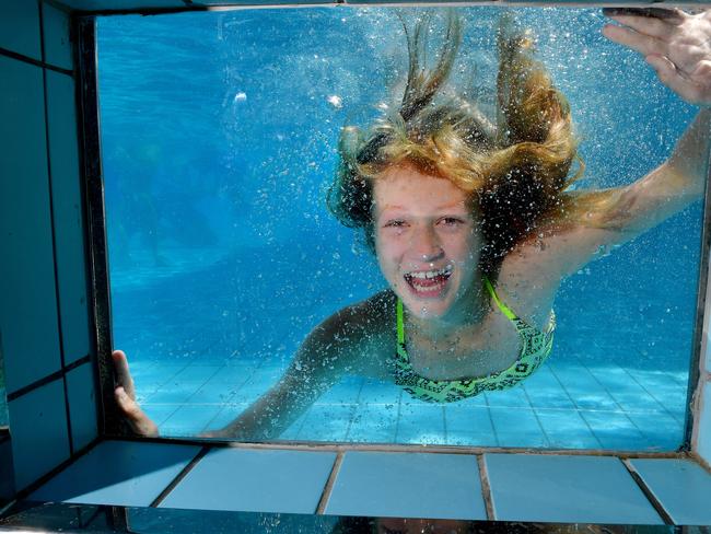 Elly Brake from Camden Park knows where she should be over the next few days ... cool down in Burnside swimming pool.<b/>Picture: Mark Brake