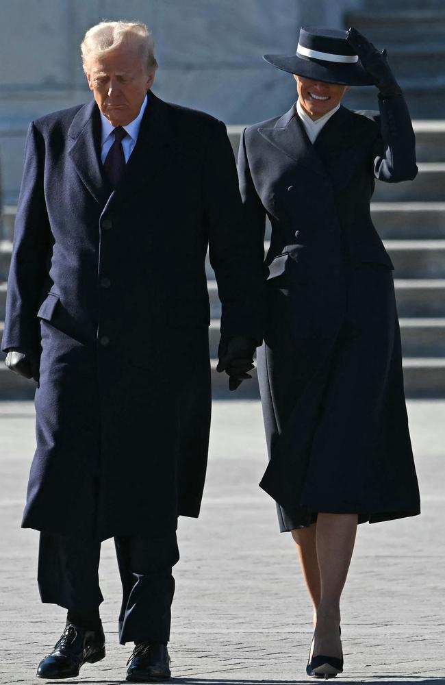 First Lady Melania Trump has sparked divide over her outfit at her husband Donald Trump’s second inauguration with her outfit. Picture: ANDREW CABALLERO-REYNOLDS / AFP