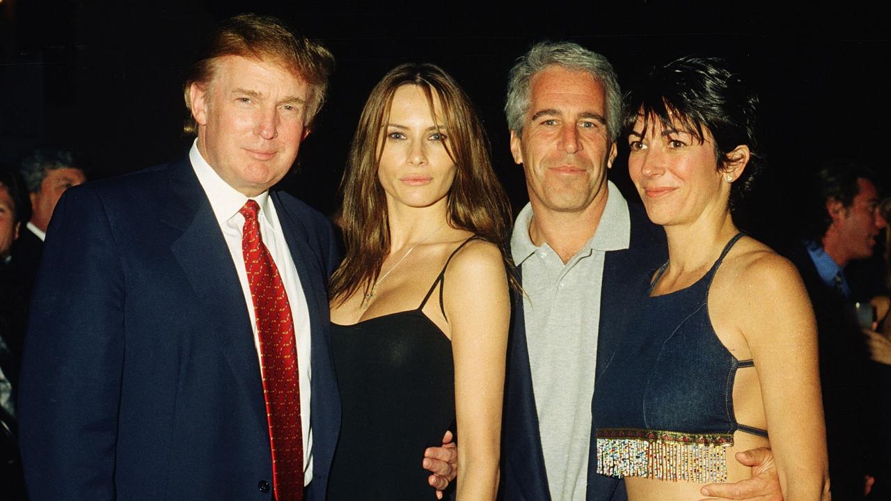 Donald Trump, Melania Trump, Jeffrey Epstein, and Ghislaine Maxwell at the Mar-a-Lago club, February 12, 2000. Picture: Davidoff Studios/Getty Images