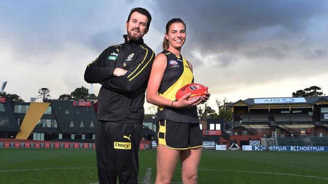 Brendon Gale has been coaching Richmond’s AFLW rucks, which includes Alice Edmonds. Picture: Tony Gough