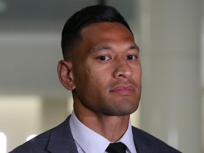 Former Australian professional rugby league player Israel Folau leaves the Federal Circuit Court in Melbourne Monday, December 2, 2019. (AAP Image/David Crosling) NO ARCHIVING