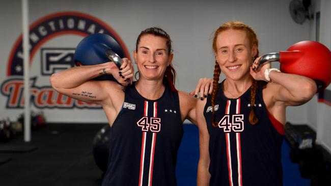 F45 Training Townsville Central gym owner Kelly Kennedy and Maddie Moon. Picture: Evan Morgan