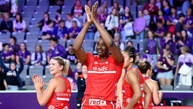 Romelda Aiken-George could well play in a Super Netball premiership for the Swifts. Picture: Bradley Kanaris/Getty Images