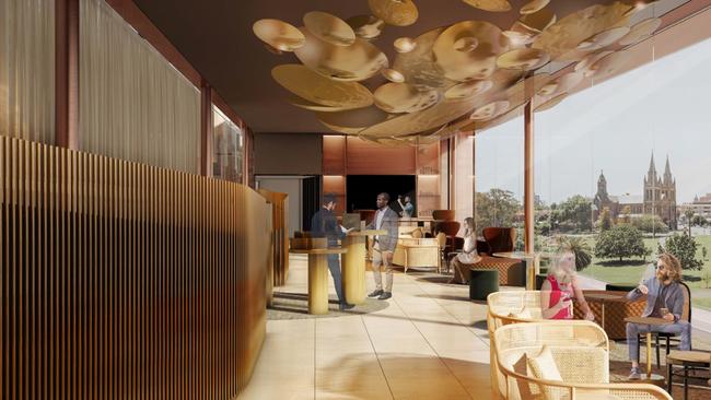 An artist impression of the Adelaide Oval Hotel reception area. Picture: Supplied.