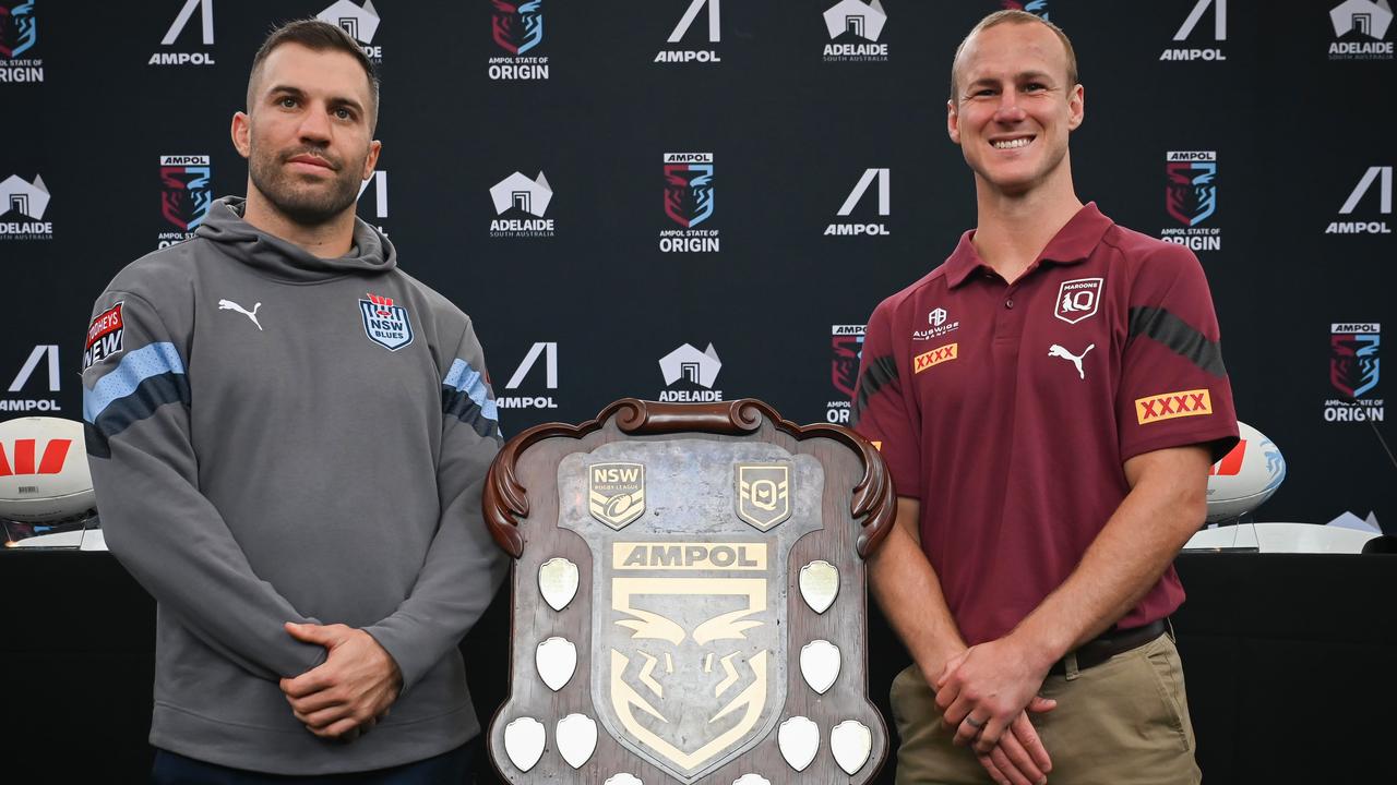 Once again, the Maroons come in holding the shield the Blues so desperately covet. Picture: NCA NewsWire / Naomi Jellicoe