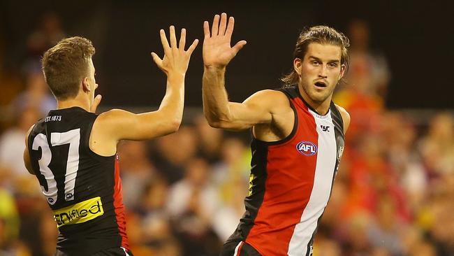 Josh Bruce was the star in attack for St Kilda, booting six goals. Picture: Getty Images