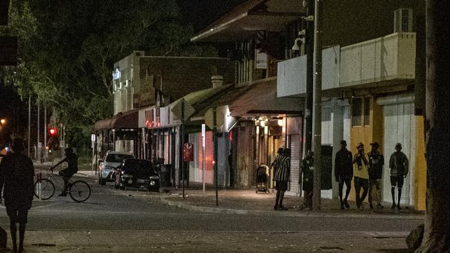 Teenage boys on the streets of Alice Springs at night. Picture: Mark Brake